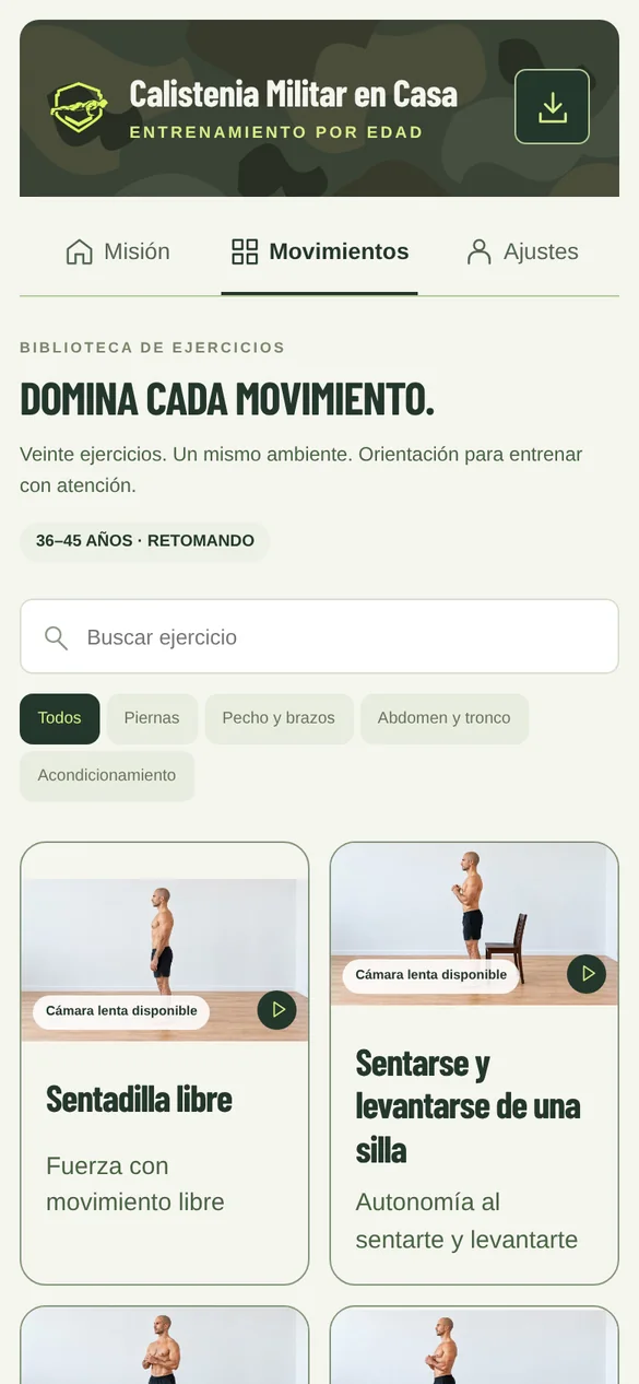 20 ejercicios, práctica individual y celular